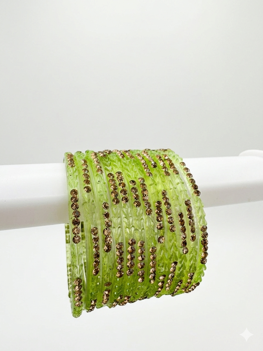 RAIN DROP GLASS BANGLES HEART