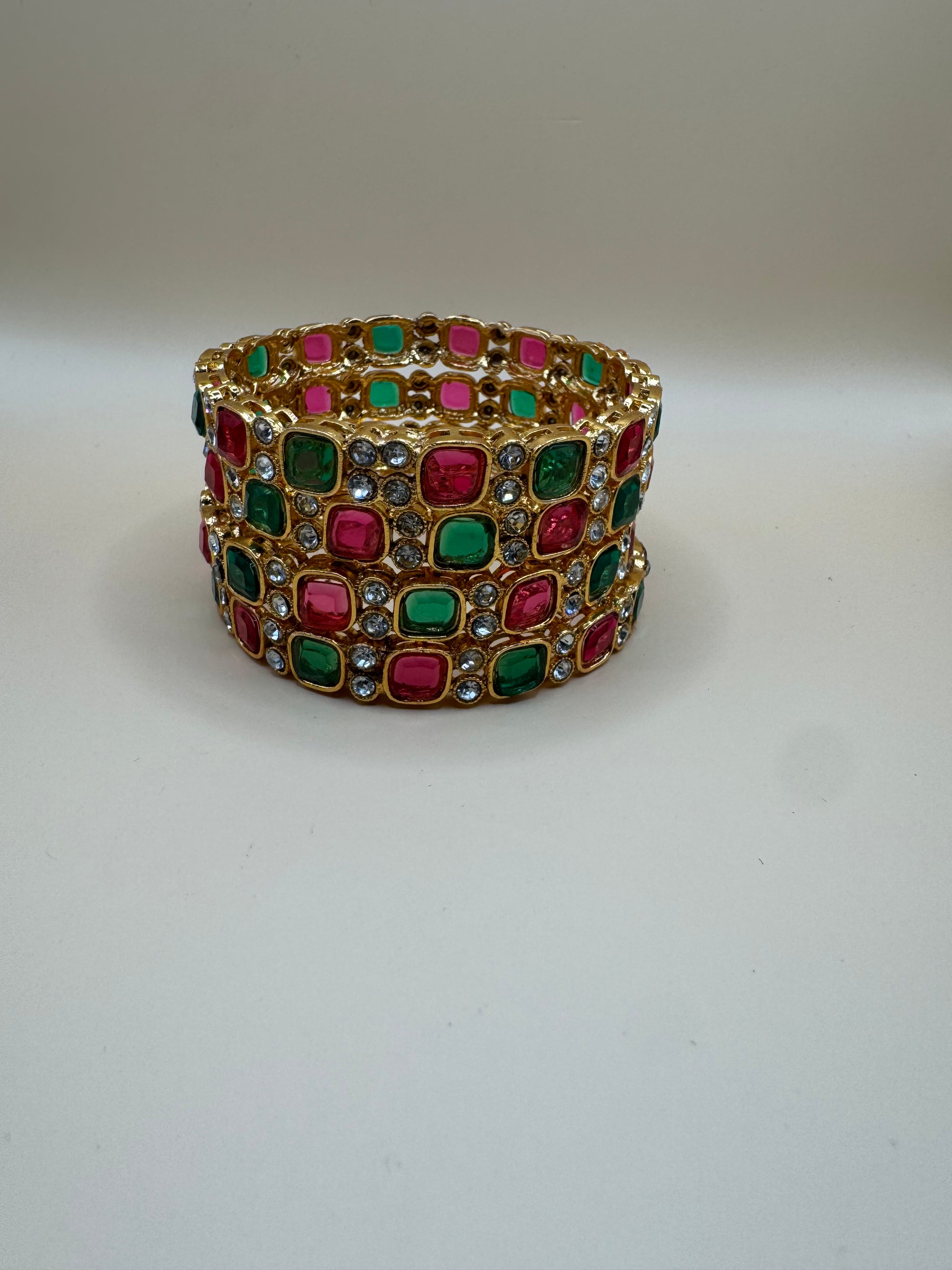 RUBY AND GREEN STONE BANGLES