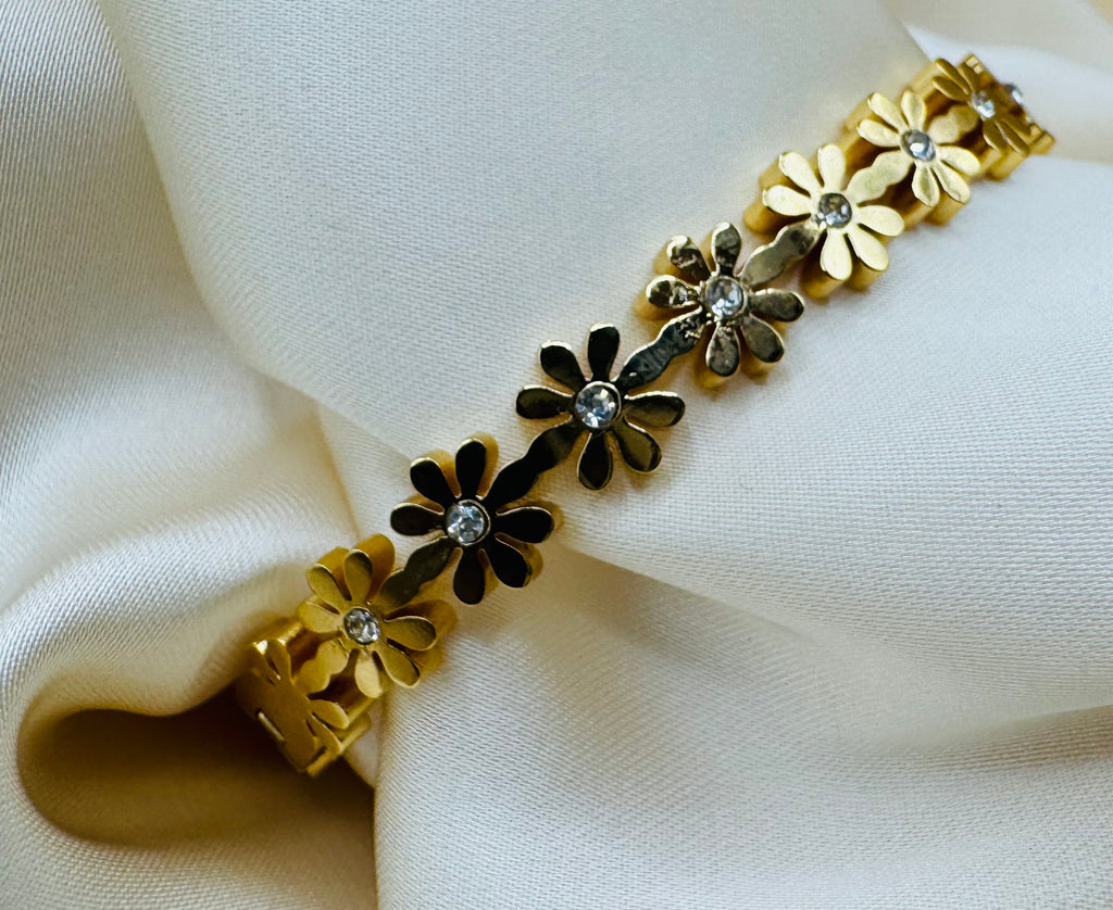 Stainless Steel Floral Bracelet