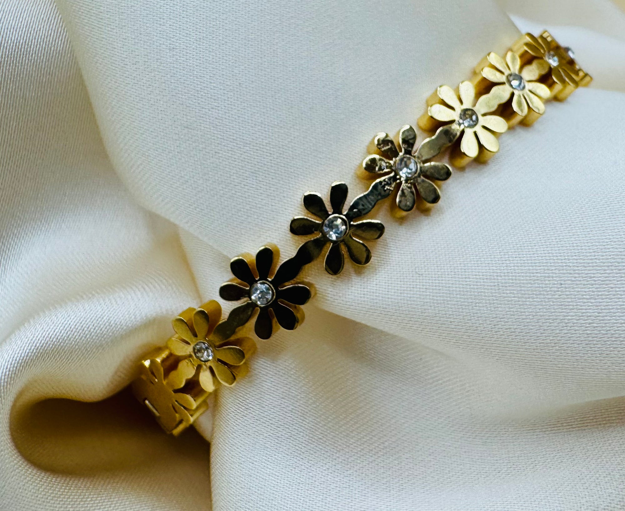Stainless Steel Floral Bracelet