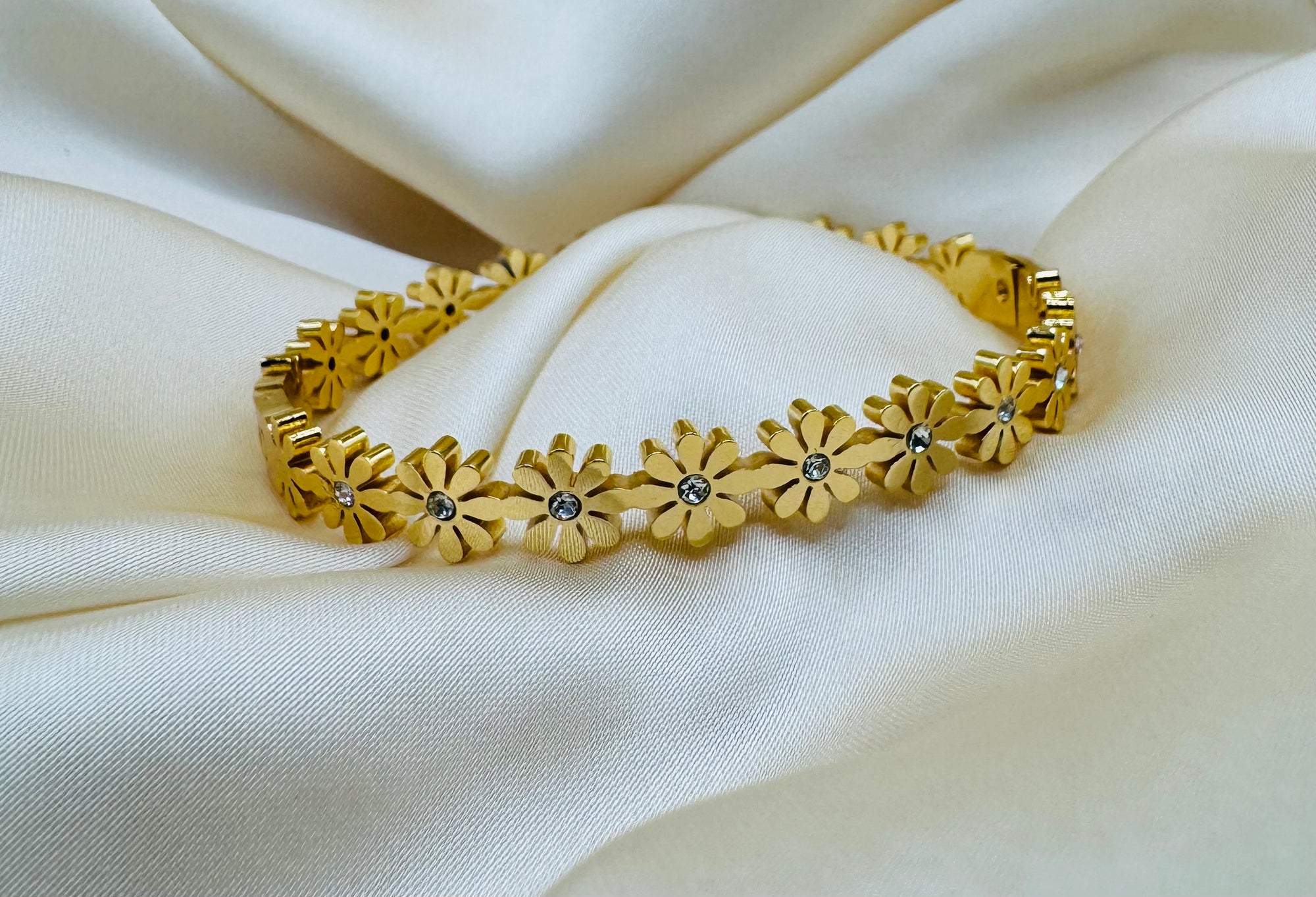 Stainless Steel Floral Bracelet