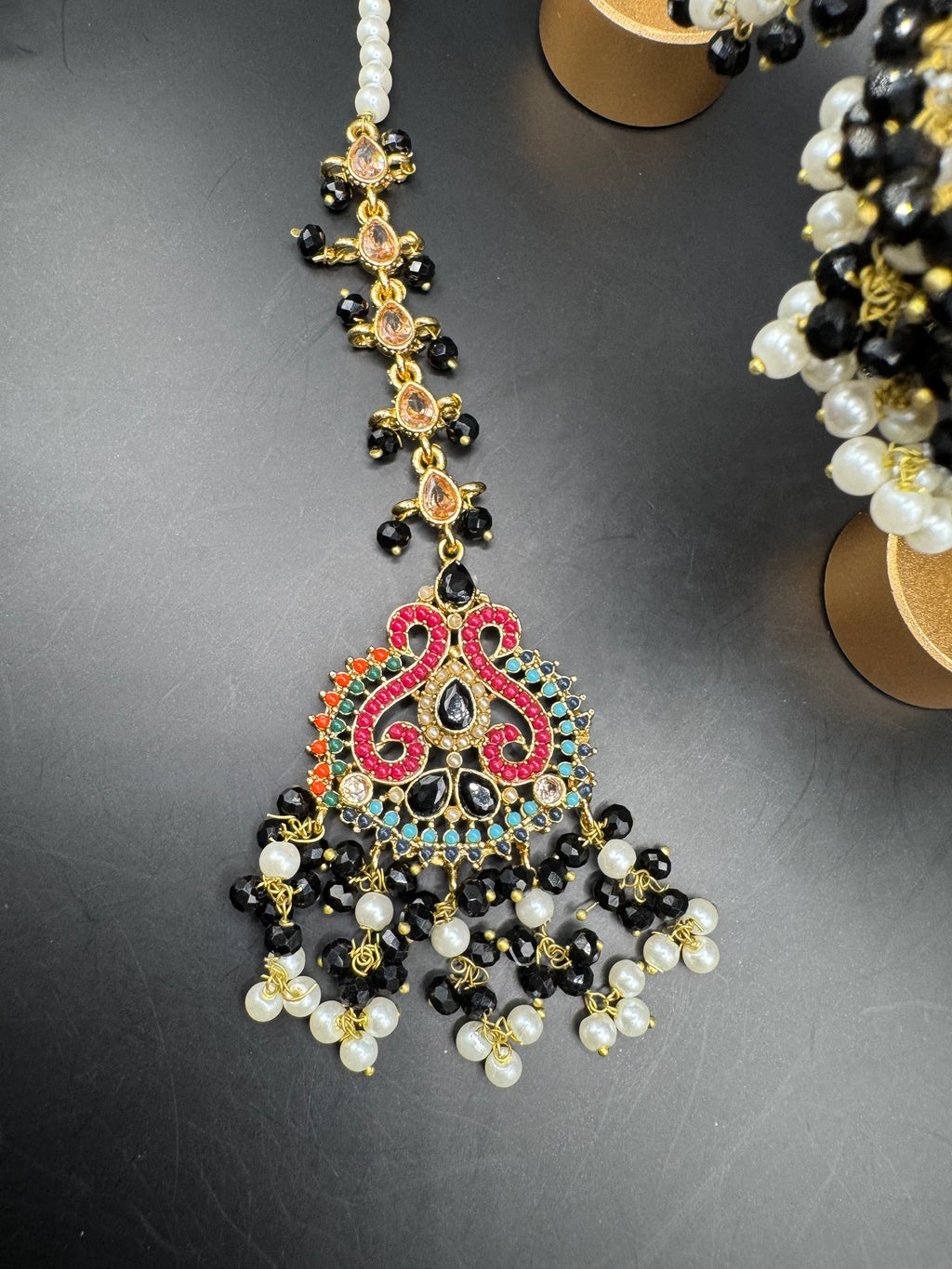 JHUMKA WITH TIKKA  BLACK