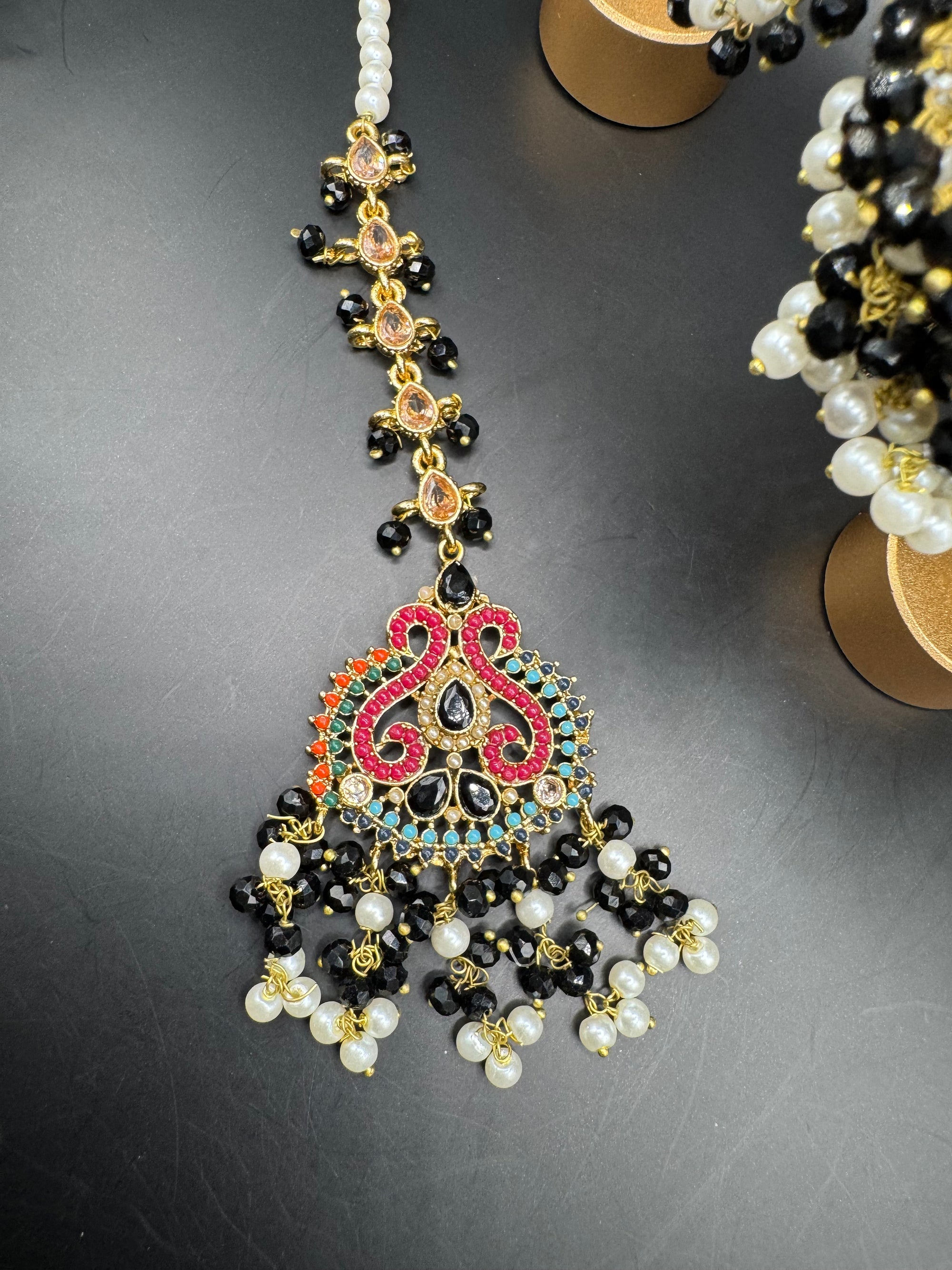 JHUMKA WITH TIKKA  BLACK